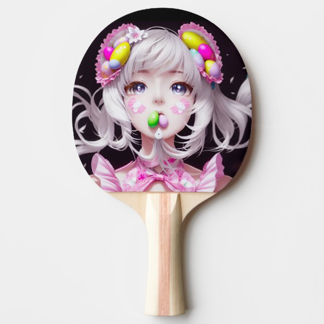 Easter/spring Anime girl  Ping Pong Paddle (Front)