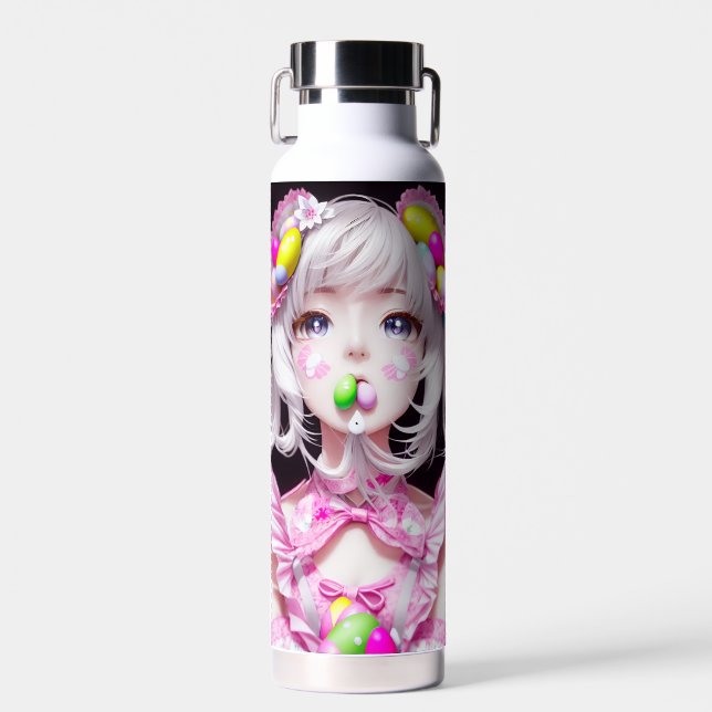 Easter/spring Anime girl  Water Bottle (Front)