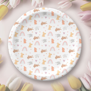 Easter Spring Birthday Bunny Pattern Paper Plate
