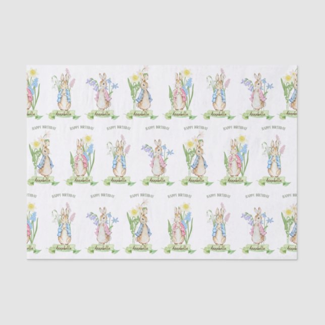 Easter Spring Blooms Peter the Rabbit Baby Shower Tissue Paper (Front)