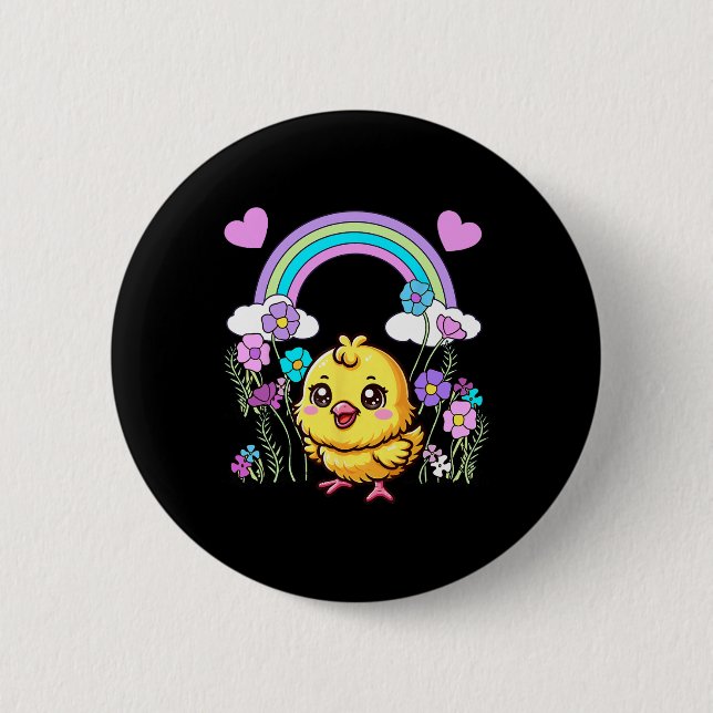 Easter Spring Chick Flowers Children Child By  2 Inch Round Button (Front)