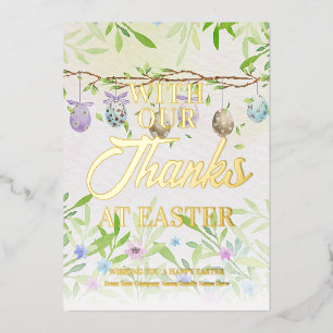 Easter Spring Floral Business Client Easter Egg Foil Holiday Card