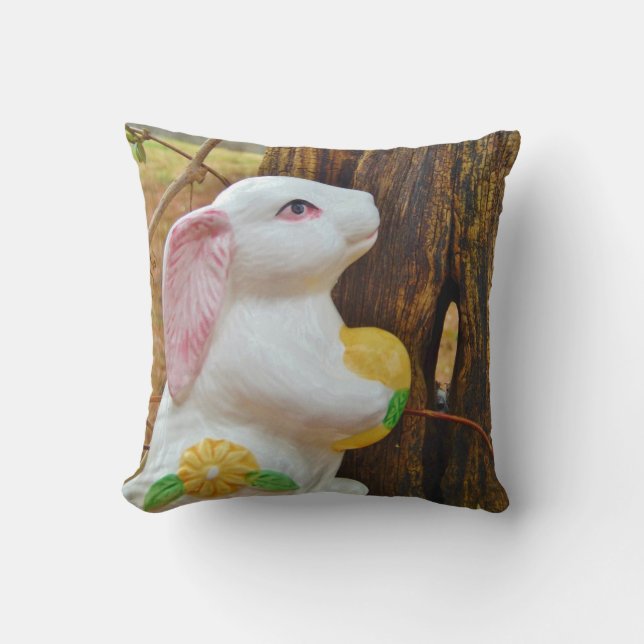 Easter Spring flower Bunny Throw Pillow (Front)