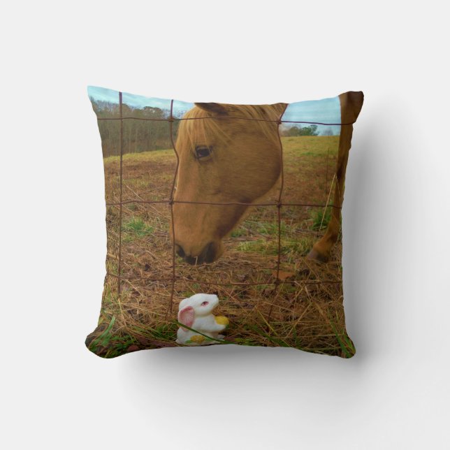 Easter Spring flower Bunny Throw Pillow (Front)