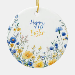 Easter Spring Flowers  Ceramic Ornament