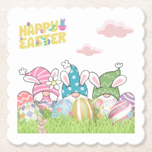 Easter Spring Gnomes with Easter Eggs Coasters