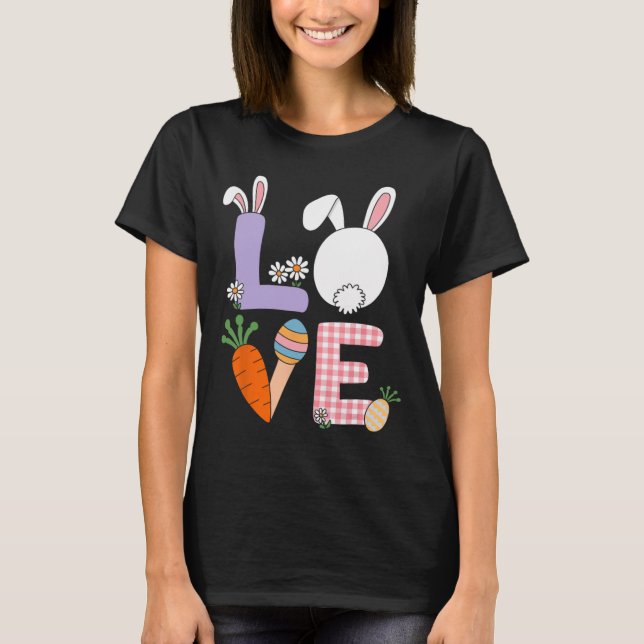 Easter Spring Love Bunny Ears  T-Shirt (Front)