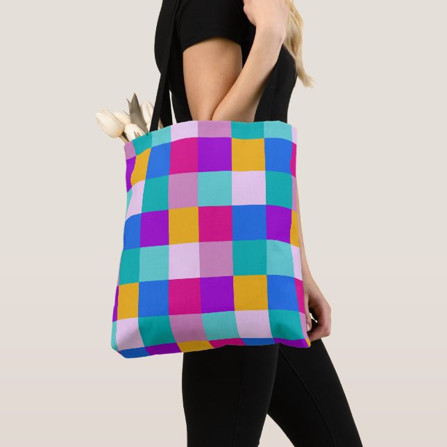 Easter Spring Squares Tote Bag (Close Up)