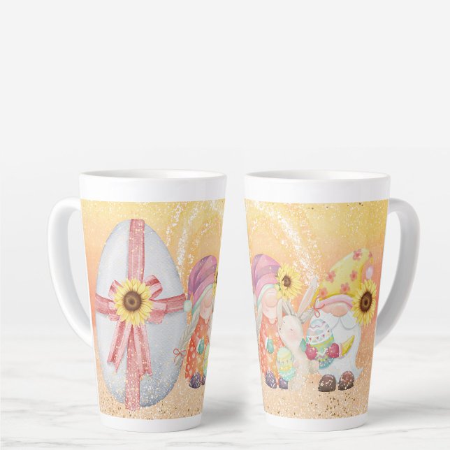 Easter Spring Theme Gnome Sunflower Easter Egg Latte Mug (Creator Uploaded)