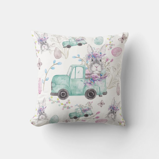 Easter Spring Watercolor Design Throw Pillow (Front)