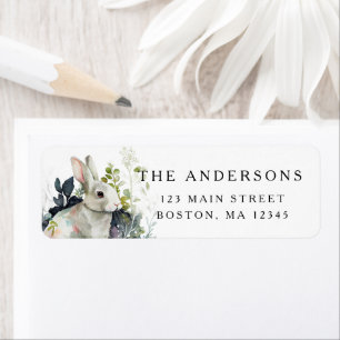 Easter Spring Watercolor Floral Bunny Address