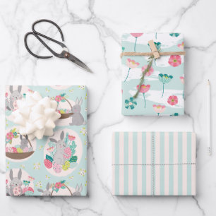 Easter Springtime Wrapping Paper Set of 3