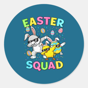 Easter squad bunny egg chick dab crew matching men classic round sticker