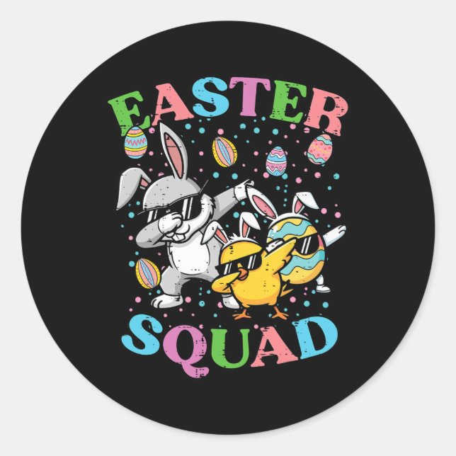 Easter Squad Bunny Egg Chick Dab Crew Matching Men Classic Round Sticker (Front)