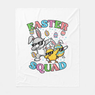 Easter Squad Bunny Egg Chick Dab Crew Matching Men Fleece Blanket