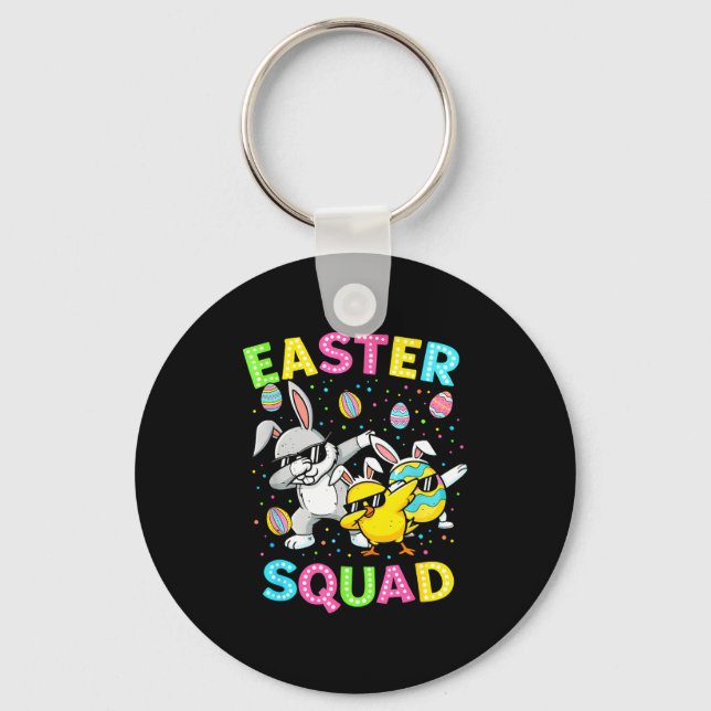 Easter squad bunny egg chick dab crew matching men keychain (Front)