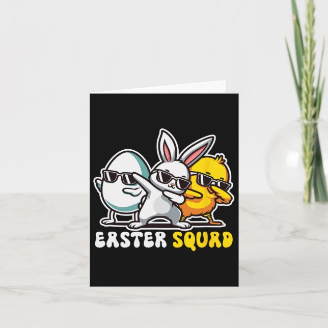 Easter Squad Dabbing Bunny Chick Egg Hunting Match Card (Front)