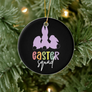 Easter Squad   Easter Egg Hunt Cute Bunny  Ceramic Ornament