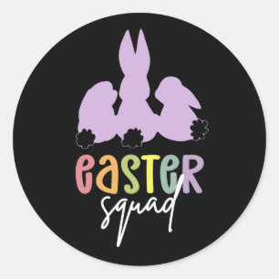 Easter Squad   Easter Egg Hunt Cute Bunny  Classic Round Sticker