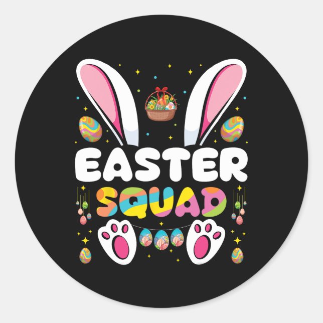 Easter Squad Egg Hunting Bunny Group Matching  Classic Round Sticker (Front)