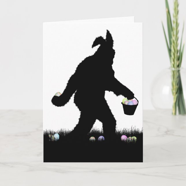 Easter Squatch with Bunny Ears Holiday Card (Front)
