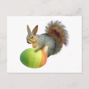 Easter Squirrel with Rainbow Egg Postcard