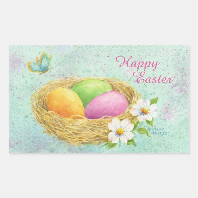 Easter Stickers Coloured Eggs in Nest (Front)