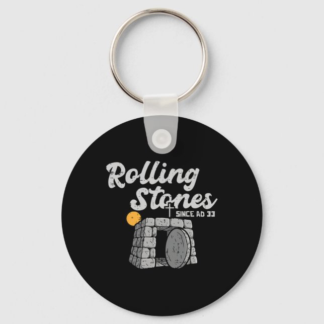 Easter Stone Was Rolled Away Risen Religious Men W Keychain (Front)