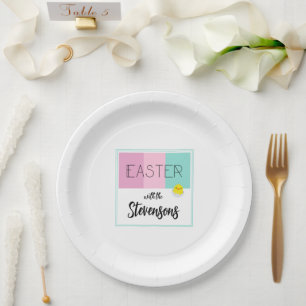 'Easter stripes' personalised paper plates
