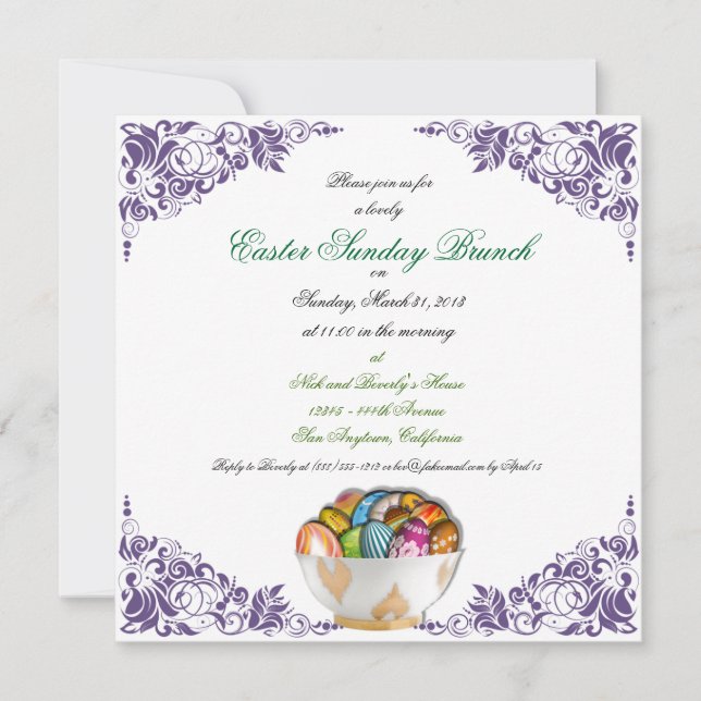 Easter Sunday Brunch Custom Invitations (Front)