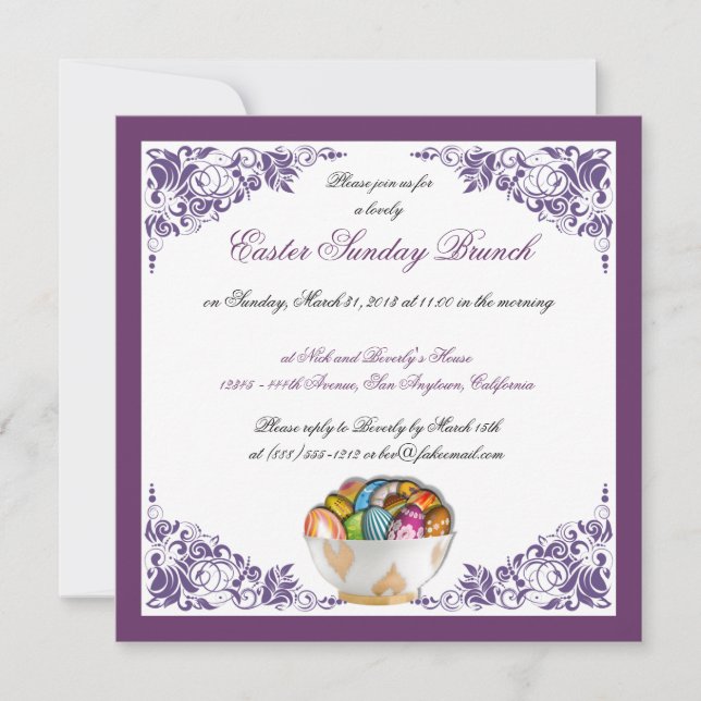 Easter Sunday Brunch Custom Invitations w/ Border (Front)