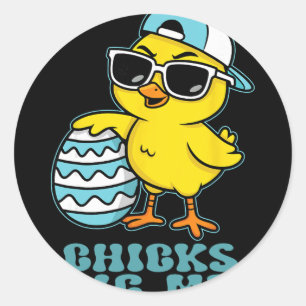 Easter Sunday Chicks Dig Me Funny Chicken Lover Bo Classic Round Sticker