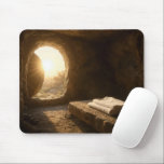 Easter Sunlight In an Empty Tomb Mouse Pad<br><div class="desc">An empty tomb with an open entrance lets sunlight pour in,  illuminating a stone slab that holds neatly folded burial shrouds</div>