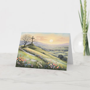 Easter sunrise art illustration card