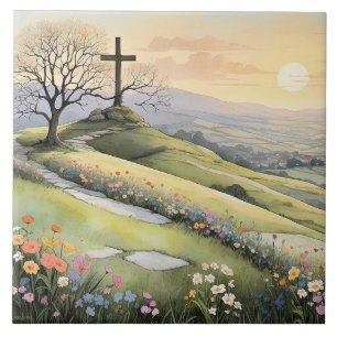 Easter sunrise art illustration tile