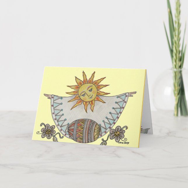 Easter Sunrise Ukrainian Folk Art Holiday Card (Front)