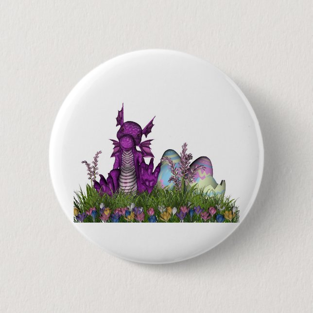 Easter Surprise Baby Dragon 2 Inch Round Button (Front)