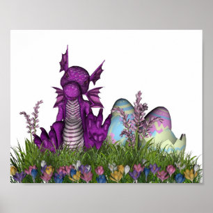 Easter Surprise Baby Dragon Poster