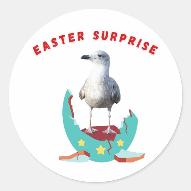 Easter Surprise Seagull Sticker (Front)