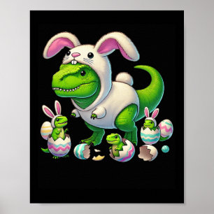 Easter T-rex Bunny Ears Funny Dinosaur Costume Kid Poster