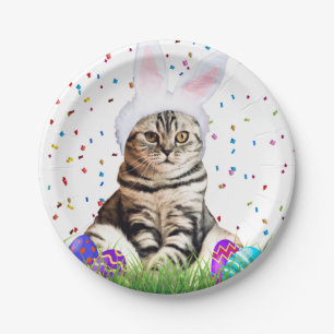 Easter Tabby Cat Paper Plate