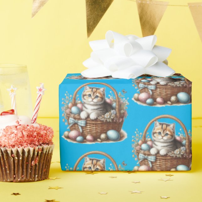 Easter Tabby Kitten Wrapping Paper (Birthday Party)