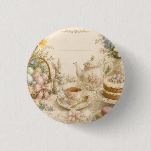Easter Tea Party , Vintage Floral Celebration 1 Inch Round Button