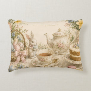 Easter Tea Party , Vintage Floral Celebration Accent Pillow