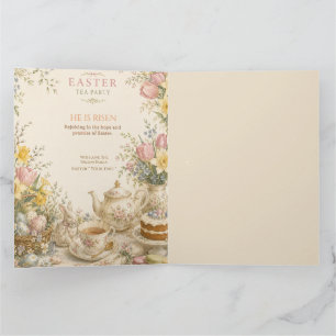 Easter Tea Party , Vintage Floral Celebration Thank You Card