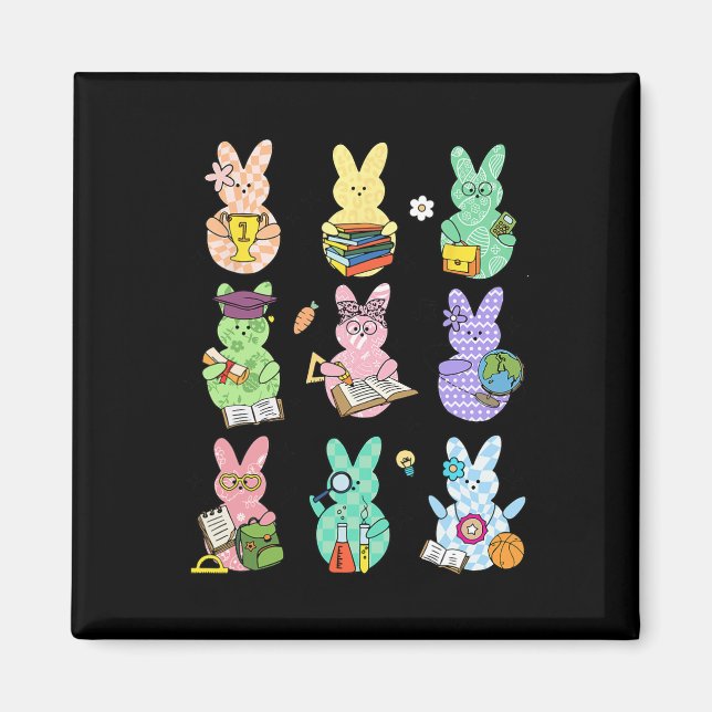 Easter Teacher Bunny Happy Easter Egg Retro Teache Magnet (Front)