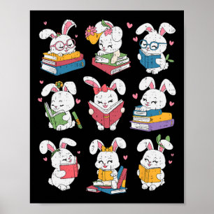 Easter Teacher Cute Bunny Reding Books Librarian B Poster