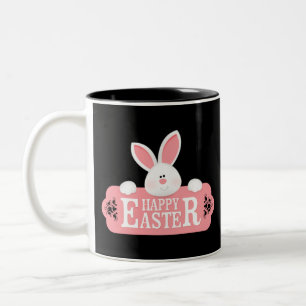Easter Theme Bunny Design Two-Tone Coffee Mug