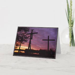 Easter - Three Wooden Crosses Greeting Card