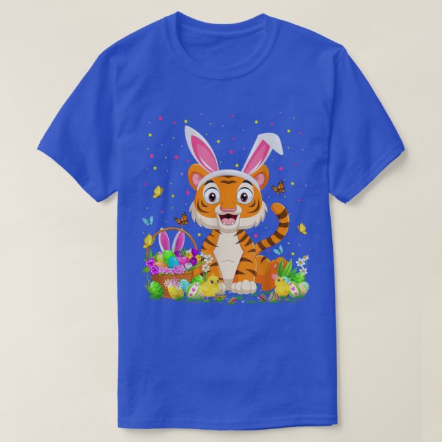 Easter Tiger Bunny Egg Hunting Tiger Easter Sunday T-Shirt (Design Front)